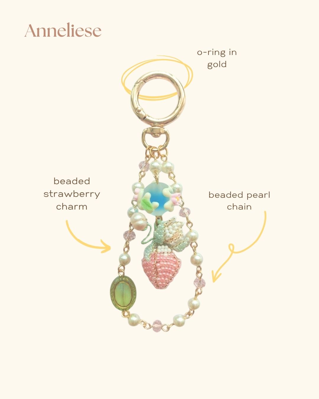 Anneliese Vintage Soft Beaded Bag Charm