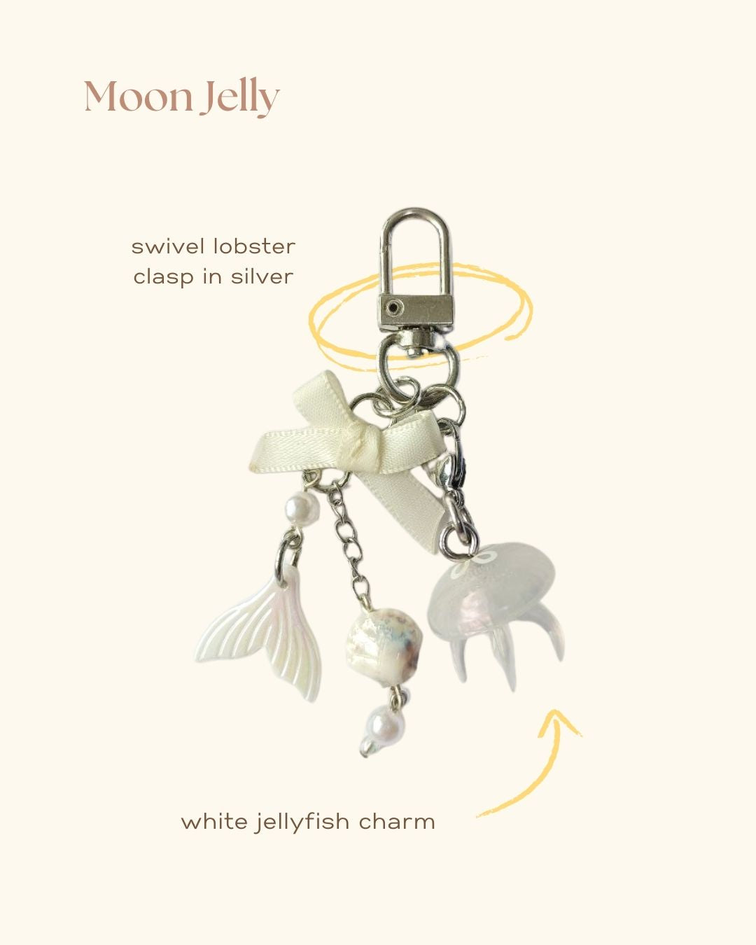Moon Jelly Jellyfish Bag Charm